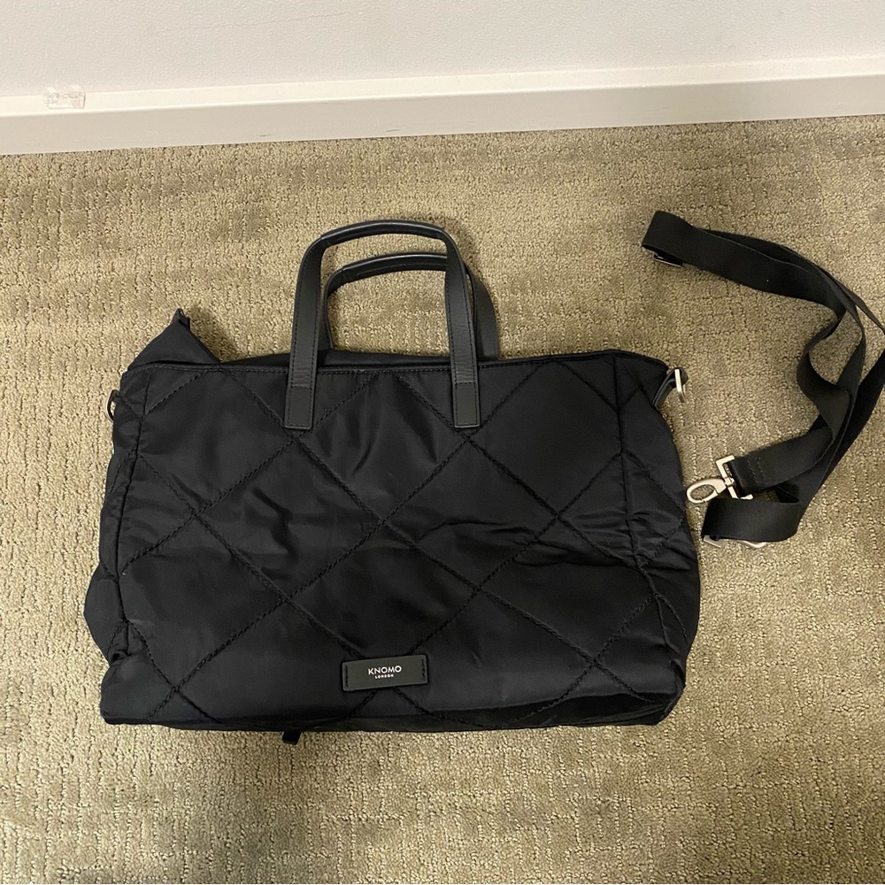 Knomo London Elegant Black Quilted Laptop Bag